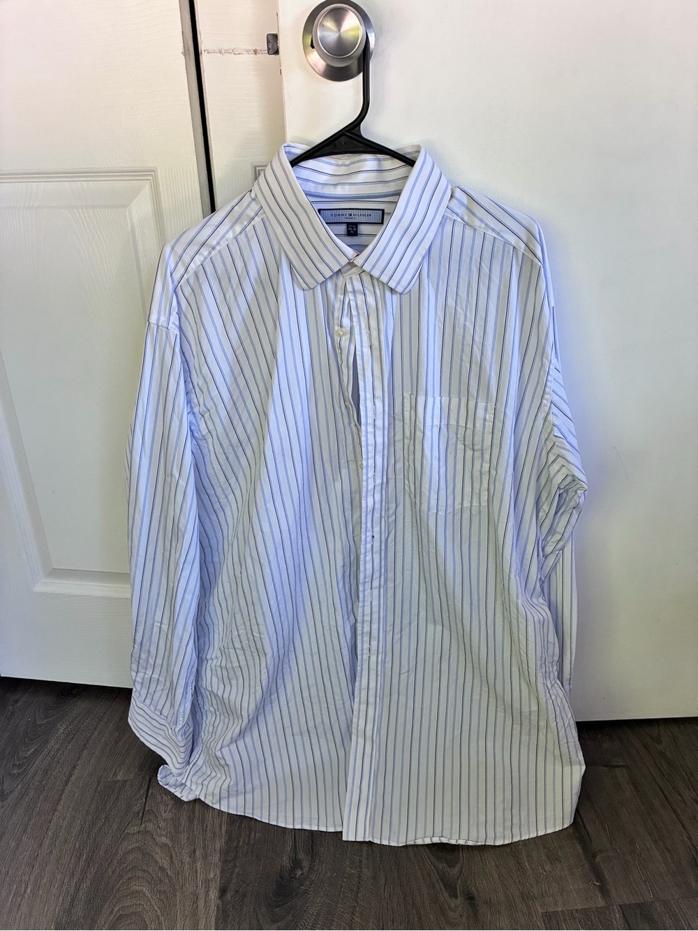 Tommy Hilfiger White Shirt with Light Blue Pinstripes